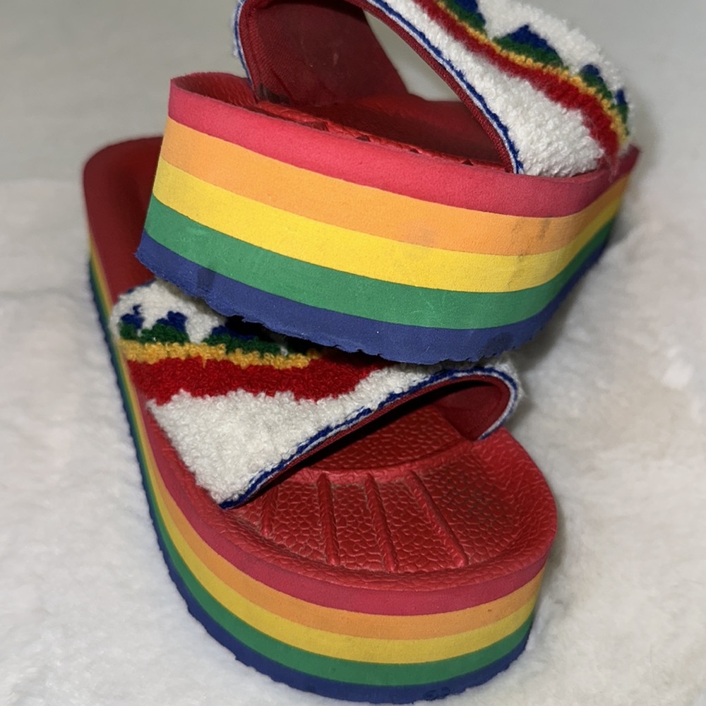 π RARE Love Wins LGBTQIA+ PRIDE Rainbow Platform UNIF Crush Sandal Slides!!! π - Picture 11 of 11
